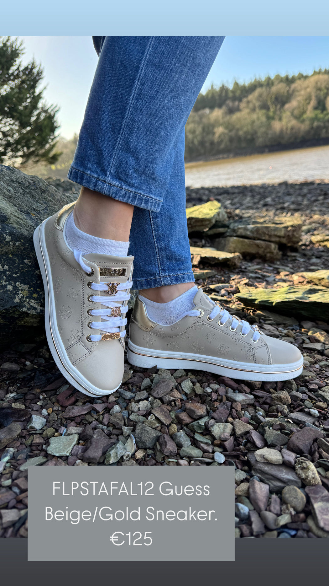 FLPSTAFAL12 Guess Beige/Gold Sneaker.