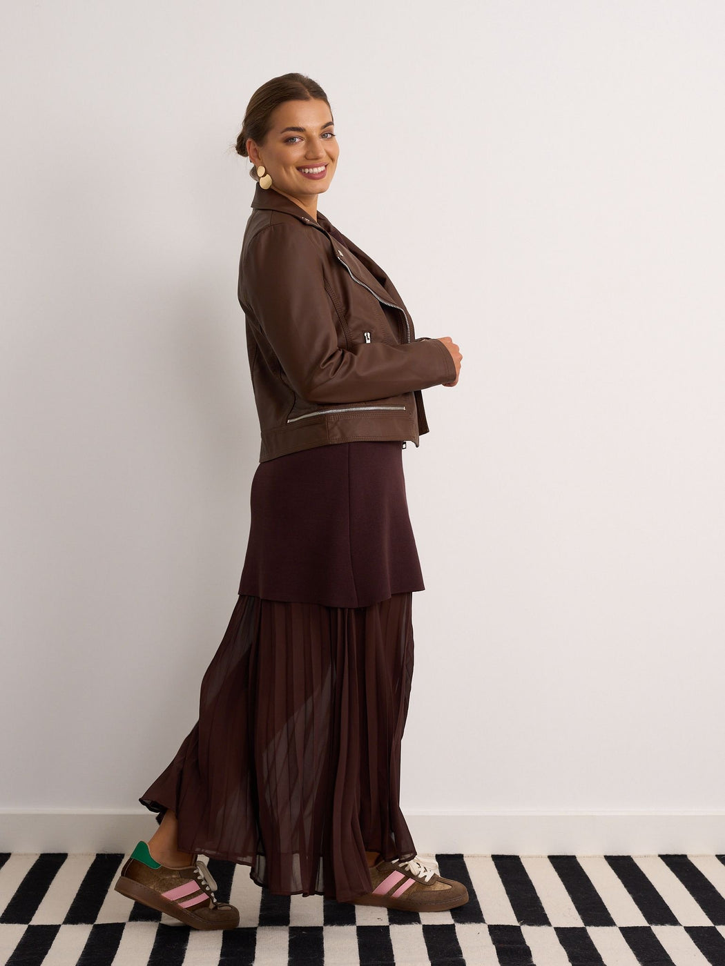 Bonnie brown Faux Leather Jacket