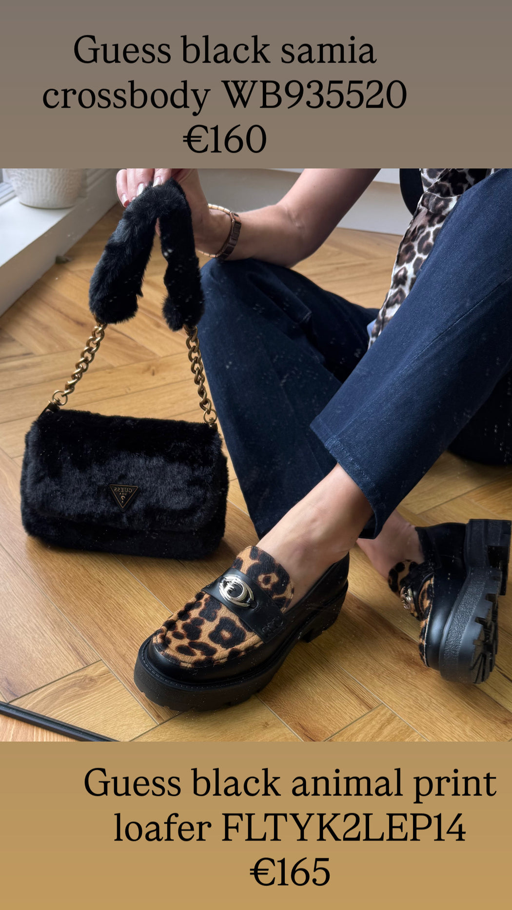 Guess black animal print loafer FLTYK2LEP14