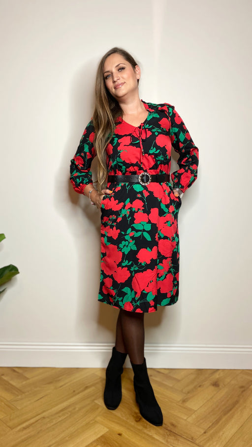 Andrea red floral dress