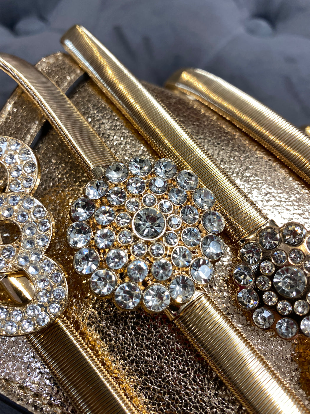 Daisy diamonte gold belt