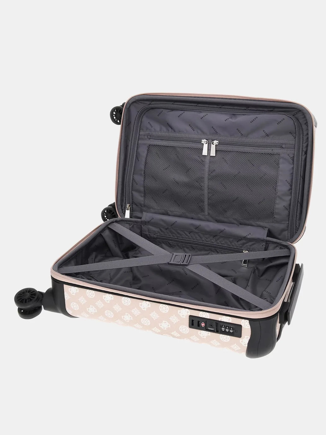 Beige white Wilder large suitcase