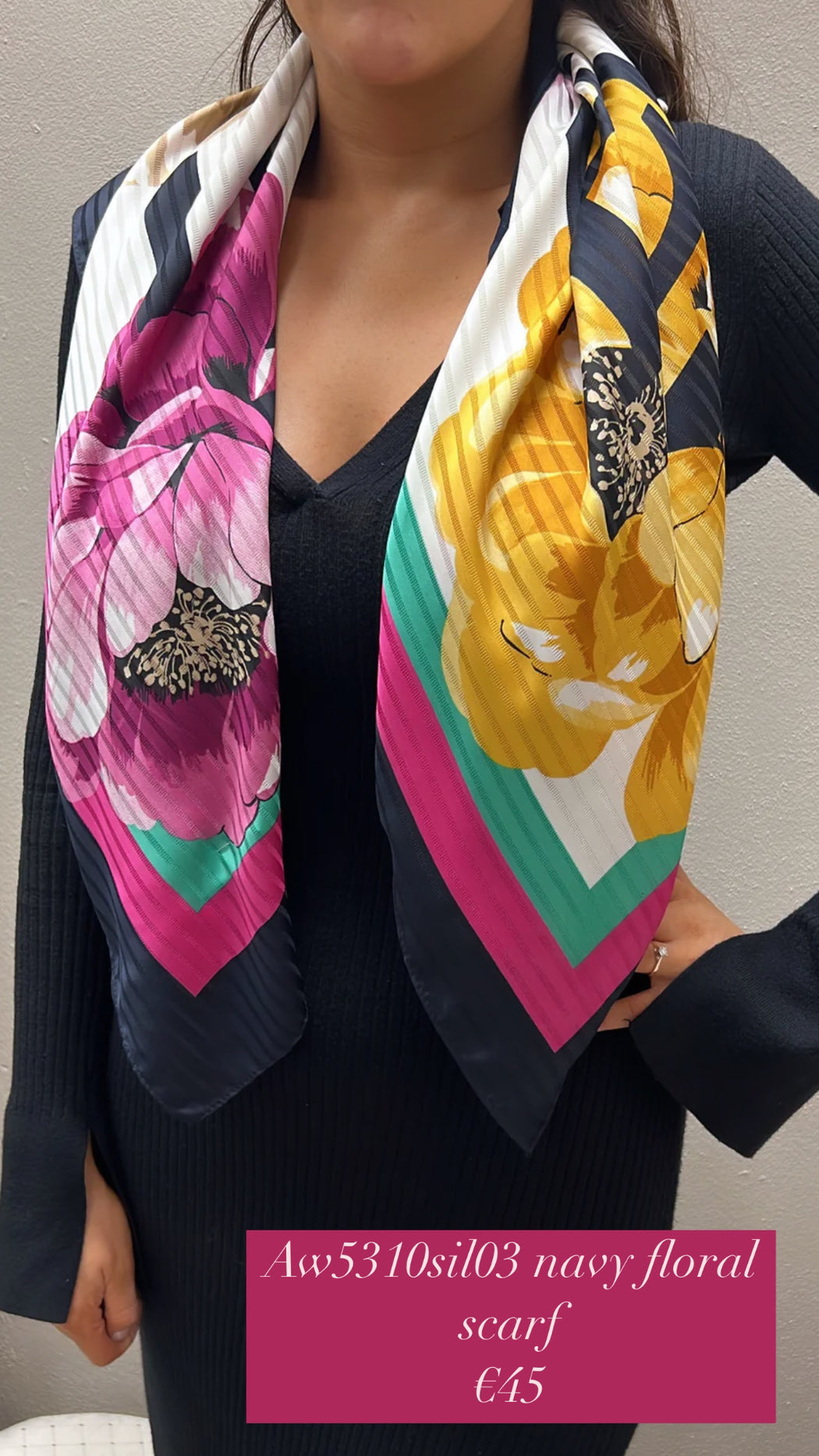 Aw5310sil03 navy floral scarf