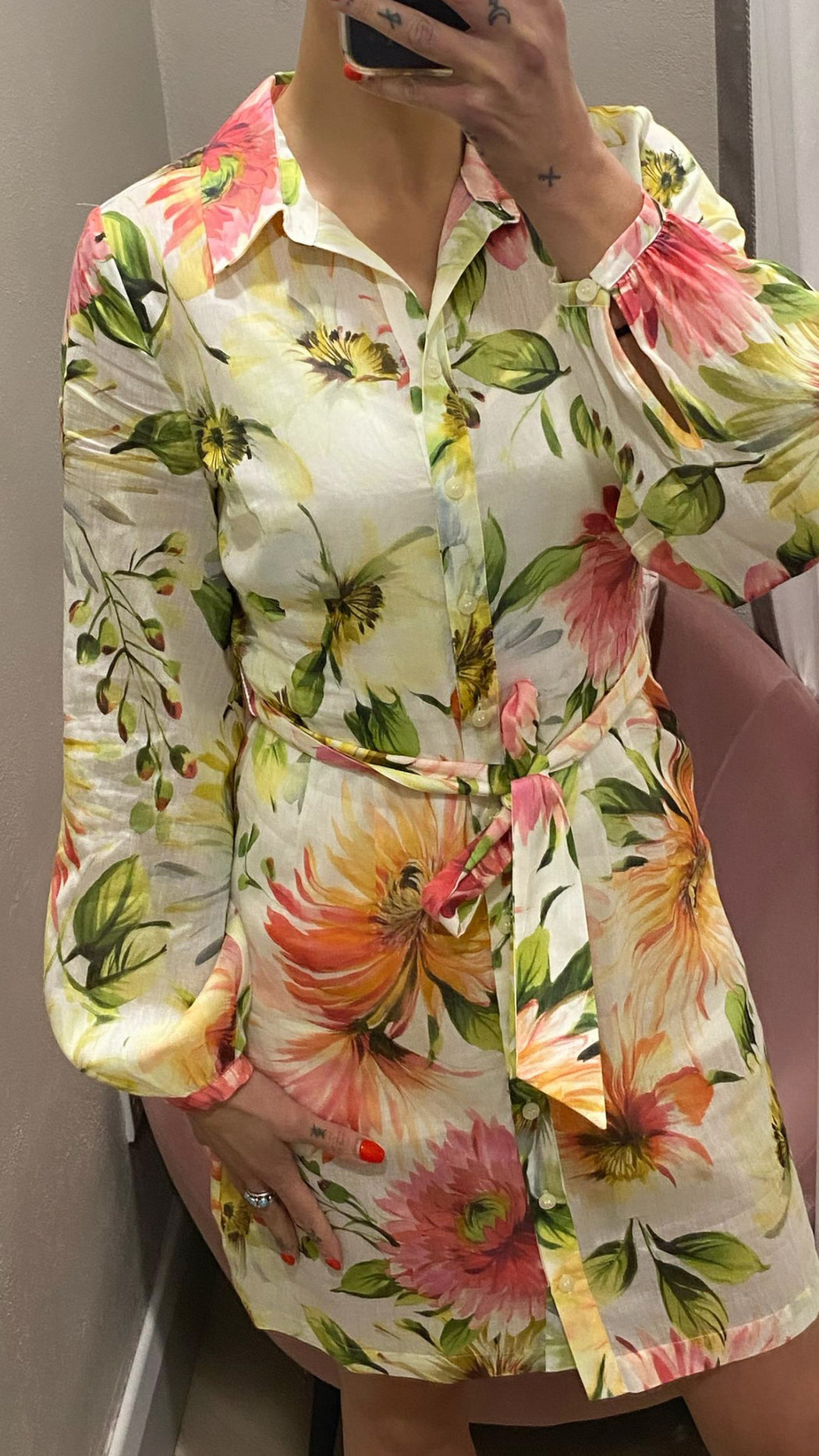 Guess peony floral shirt dress W5GK65WH6C0