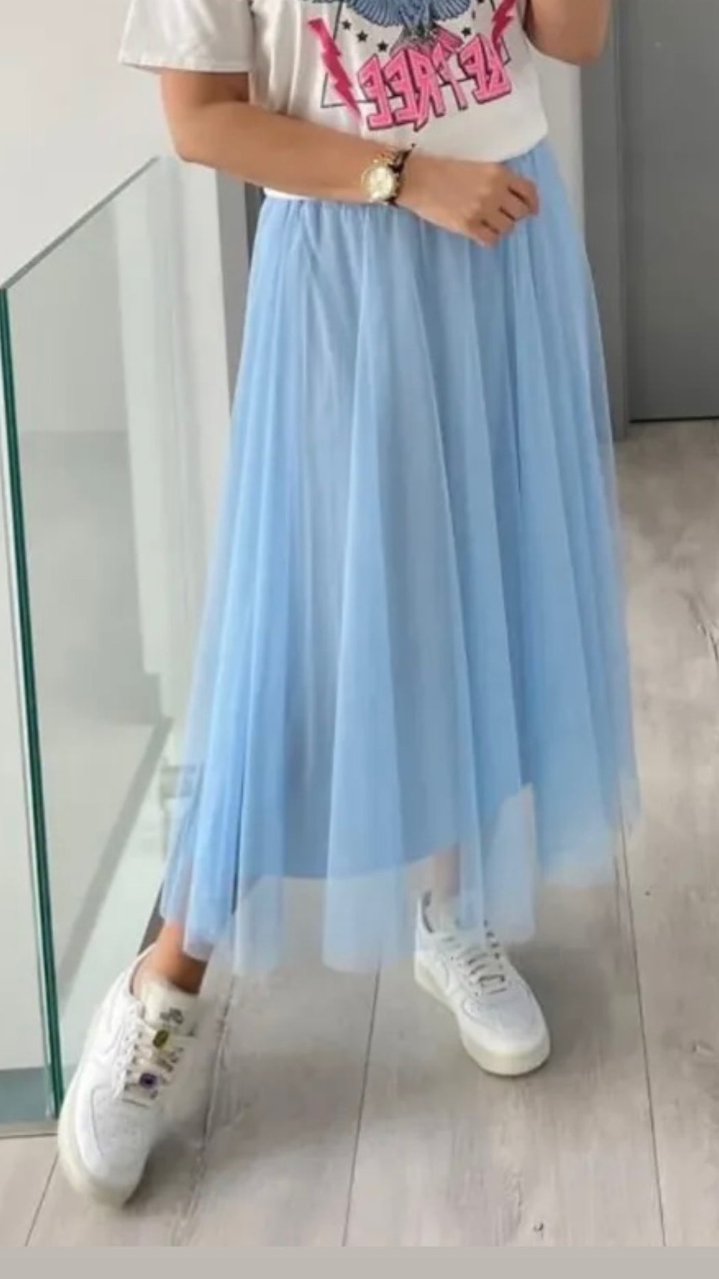 Blue tulle skirt