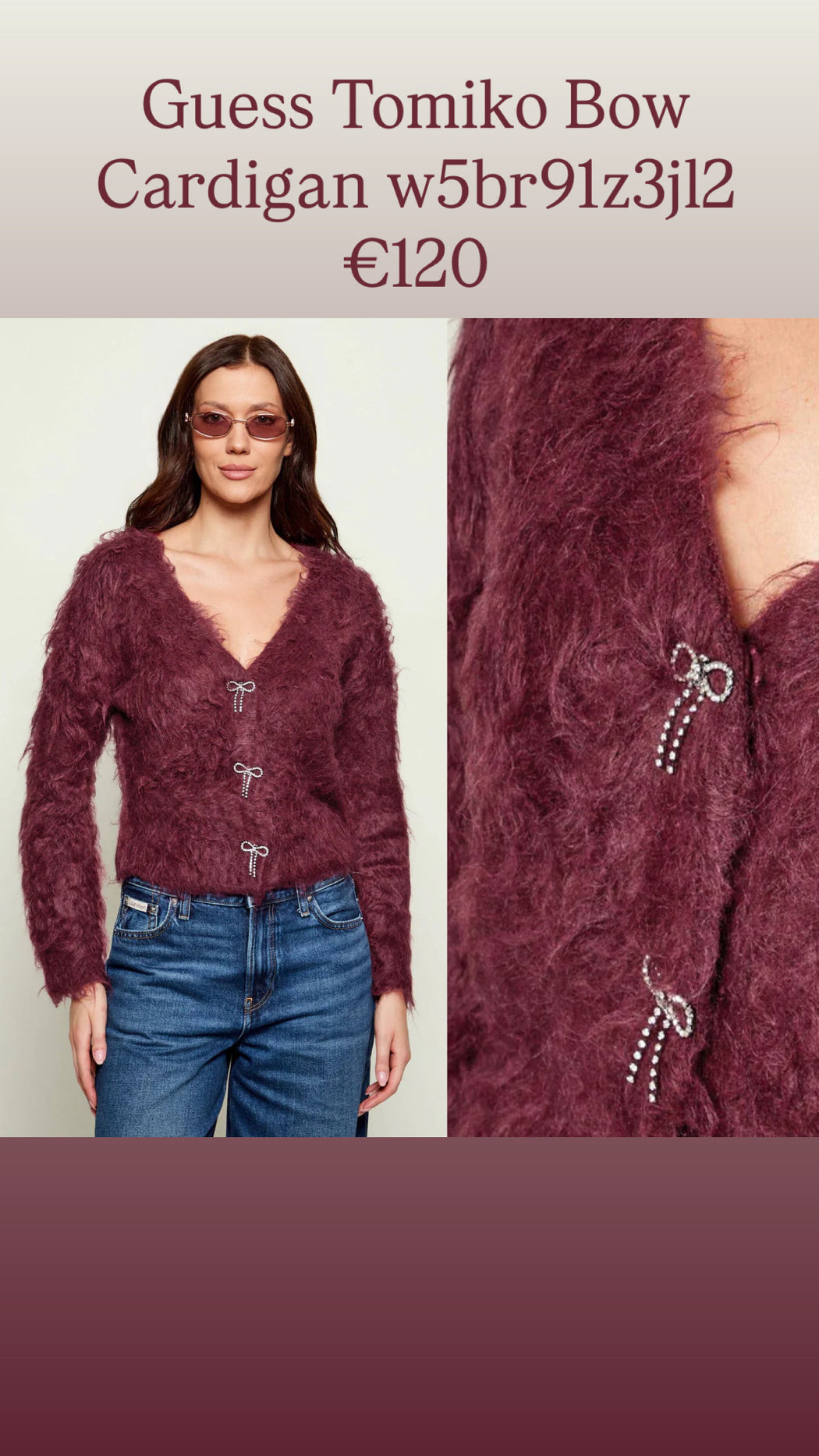 Guess Tomiko Bow Cardigan w5br91z3jl2