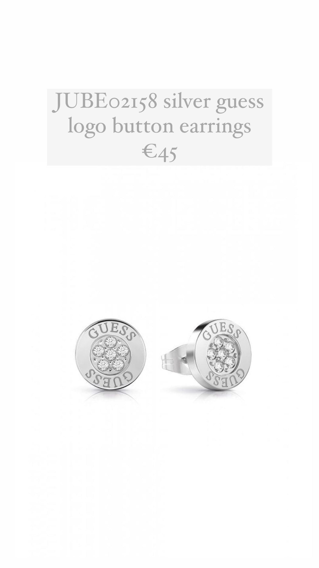 JUBE02158 silver guess logo button earrings