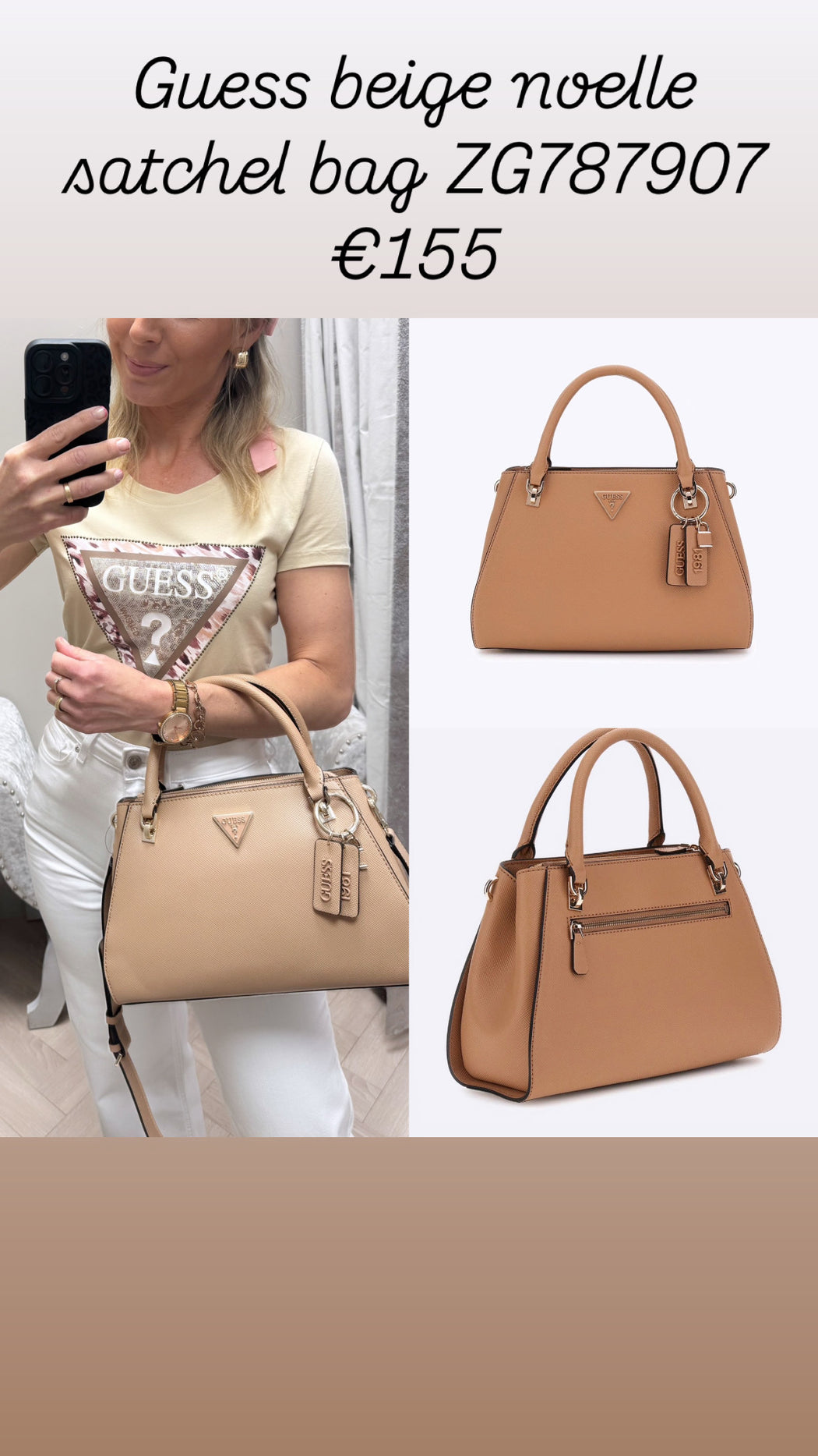 Guess beige noelle satchel bag ZG787907