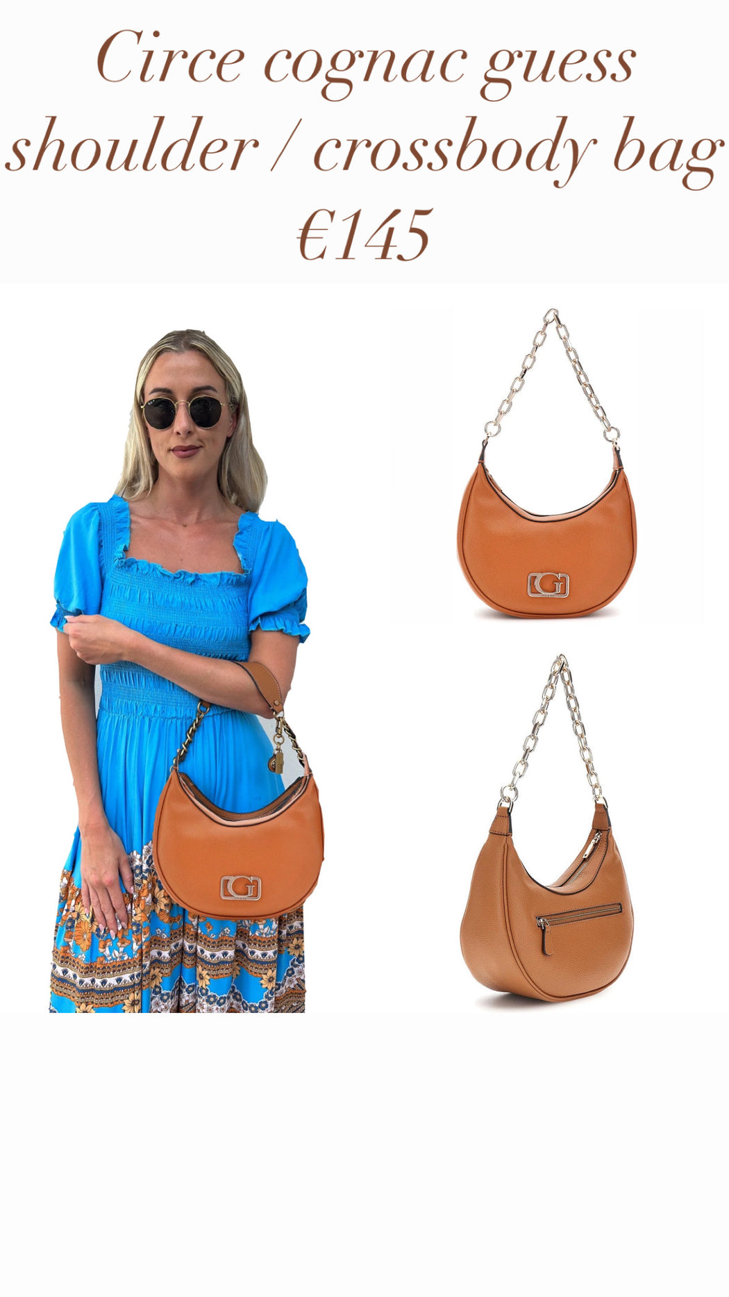Circe cognac guess shoulder / crossbody bag bg964201