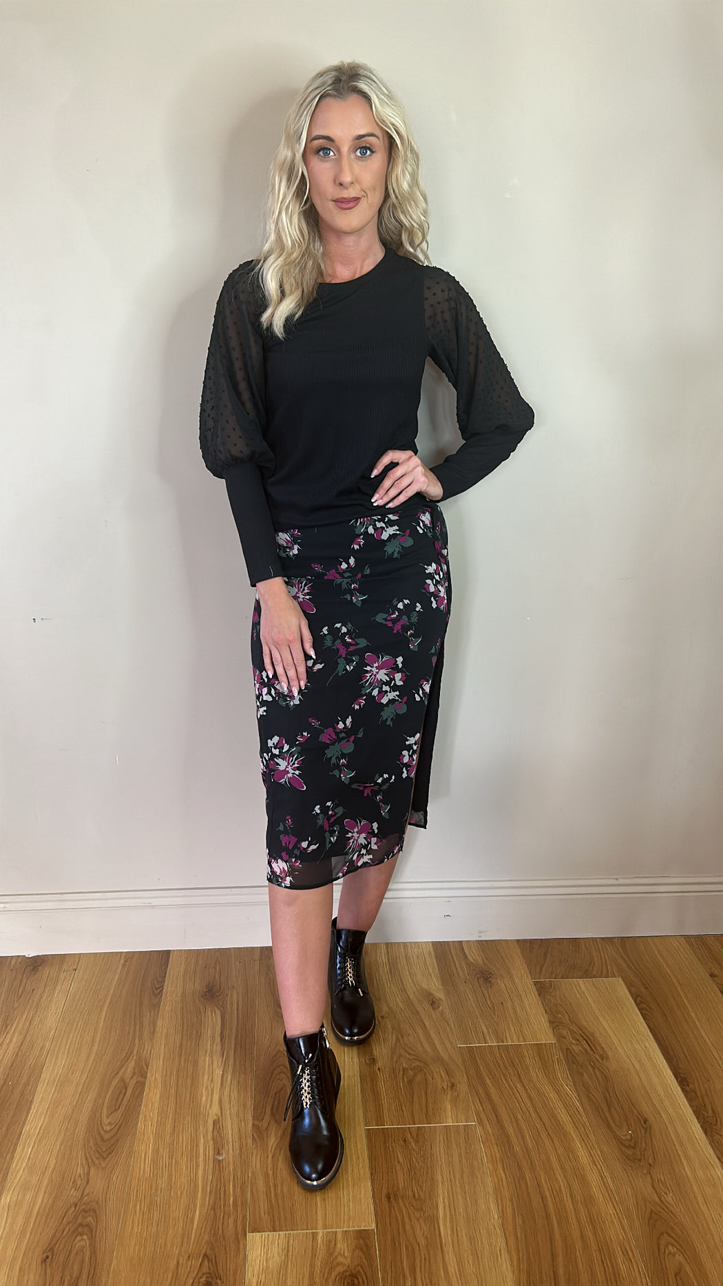Sebastian floral midi skirt