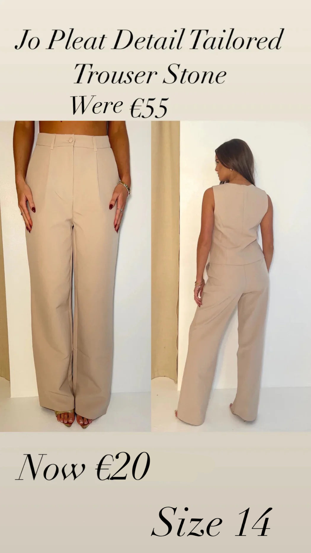 Jo Pleat Detail Tailored Trouser Stone