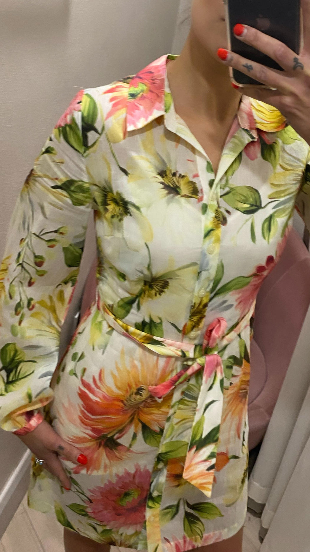 Guess peony floral shirt dress W5GK65WH6C0