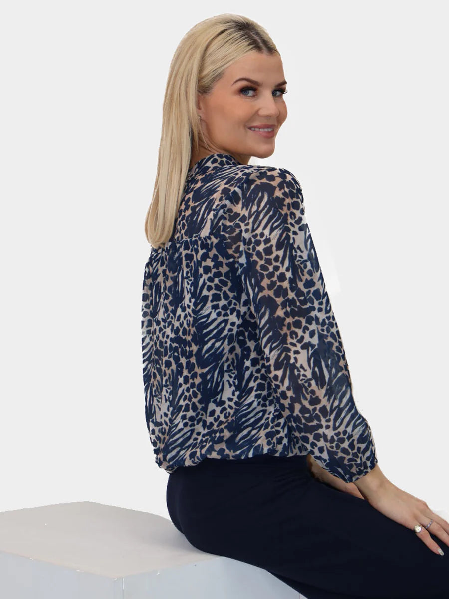 Navy animal print Bella band top