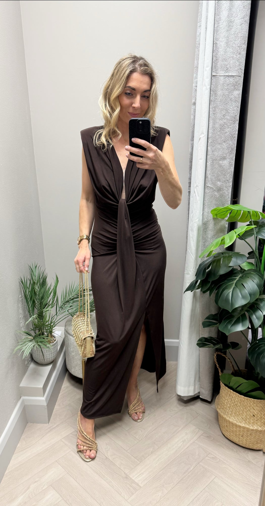 Adele brown midi dress