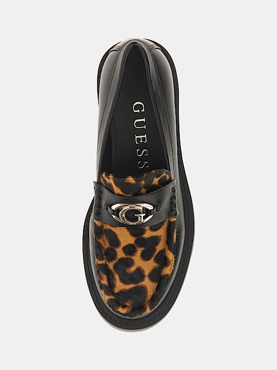 Guess black animal print loafer FLTYK2LEP14