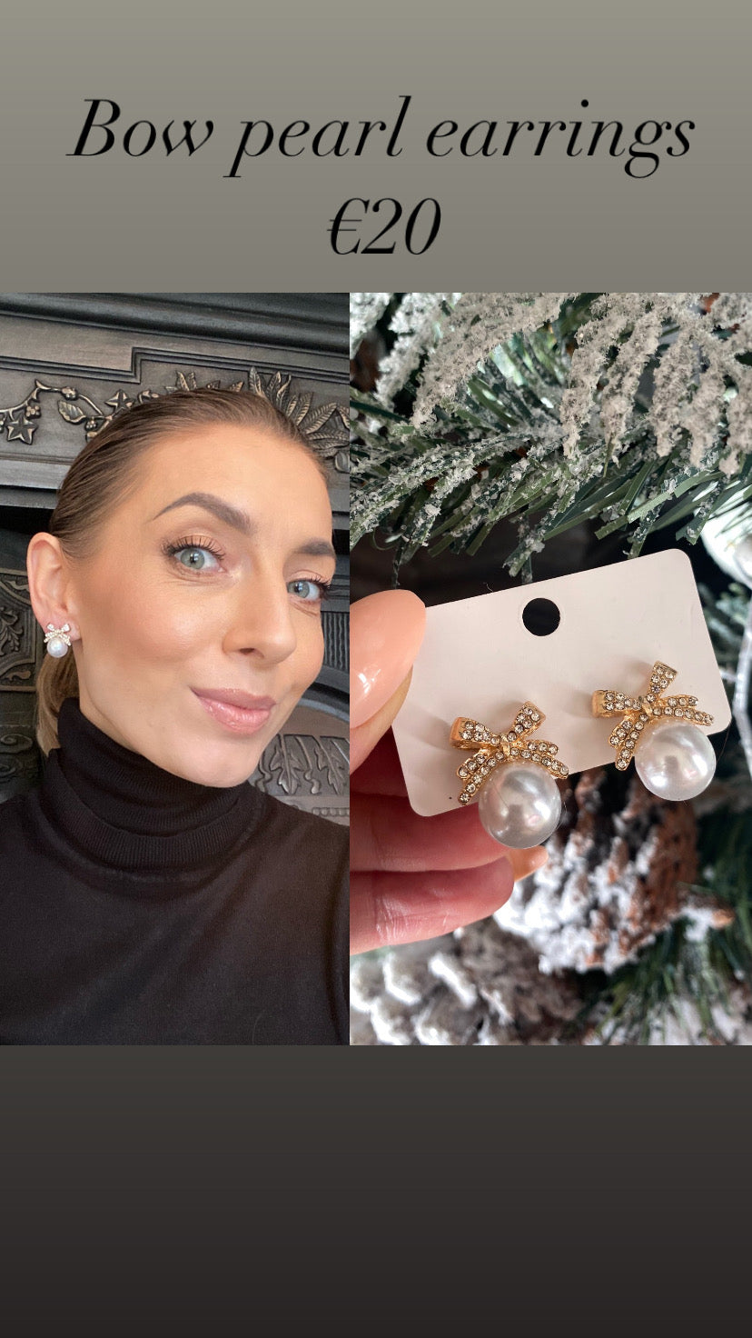 Bow pearl earrings