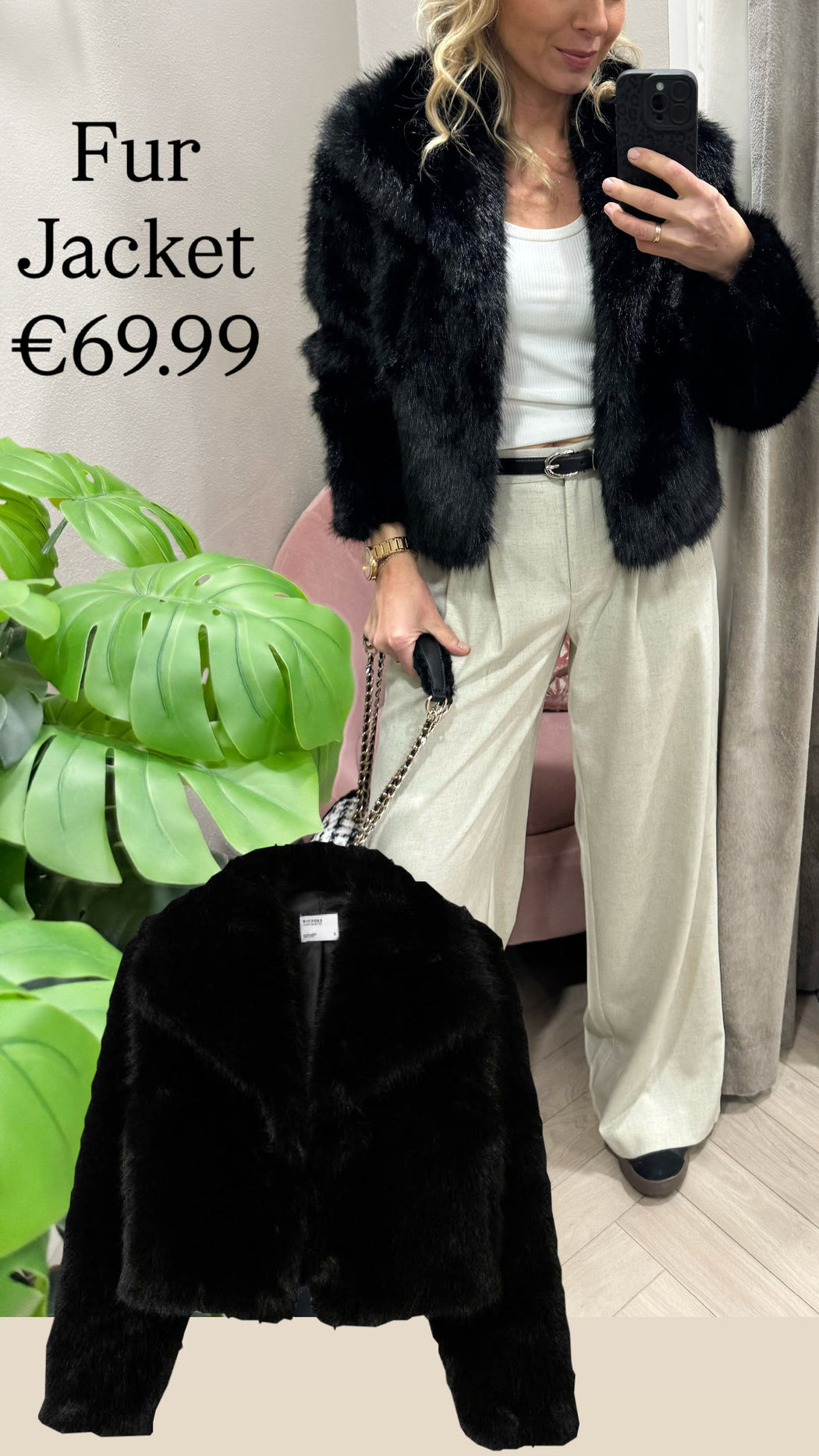 Thretha black faux fur jacket