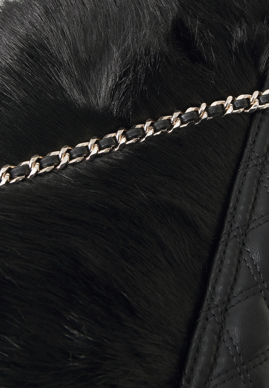 Guess black lise flap over faux fur convertible shoulder / crossbody