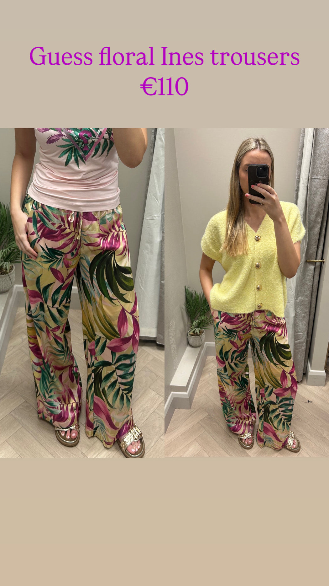 Guess floral Ines wide leg trouser W5GB11WH8C2