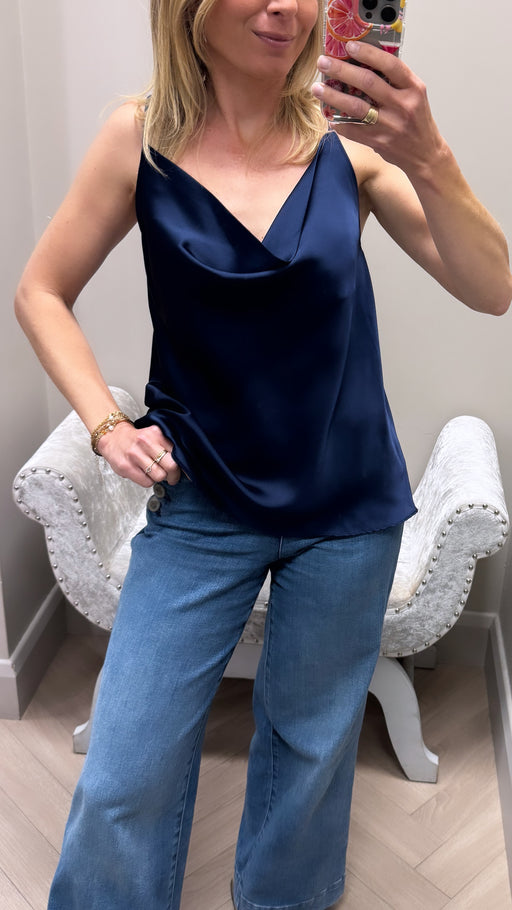 azalea navy satin cami top