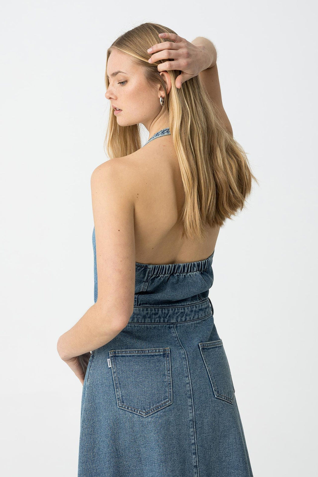 Brelle halter denim dress