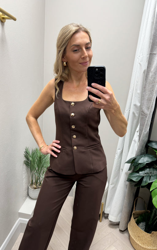 Jamie Square Neckline Waistcoat Brown