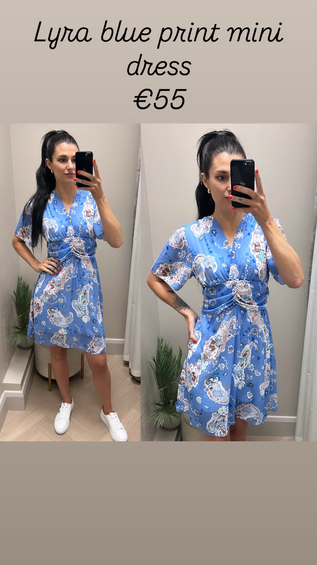 Lyra blue print mini dress