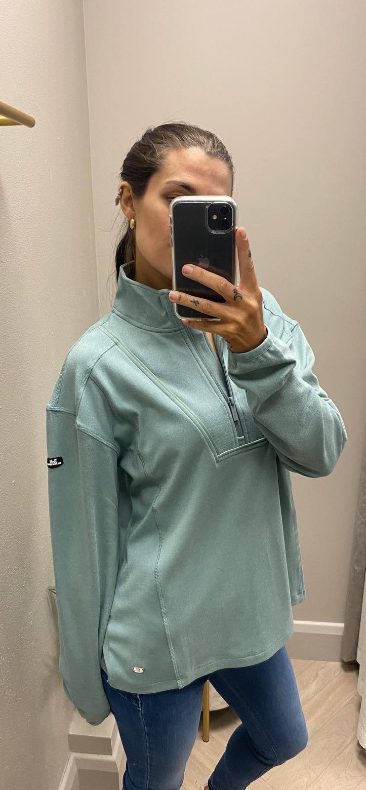 Relax & Renew sage tessa half zip