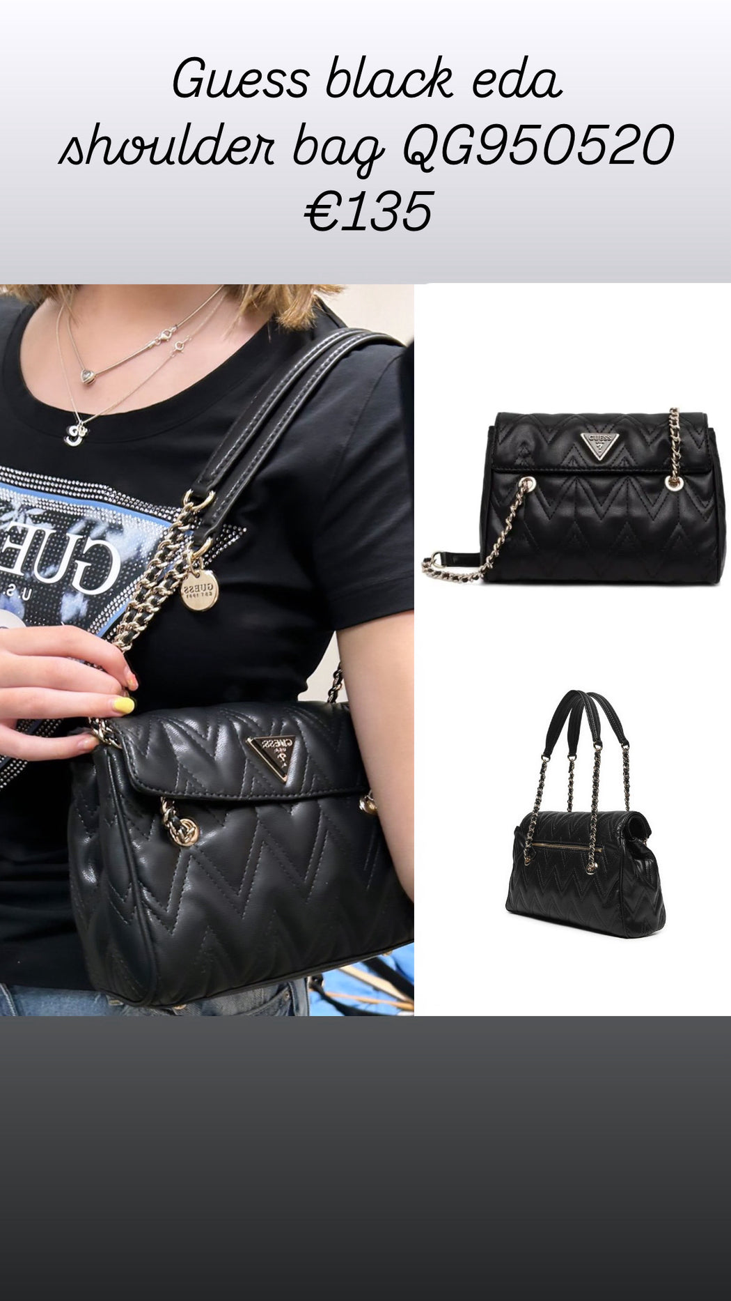 Guess black eda shoulder bag QG950520