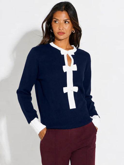 Navy aspen bow knit