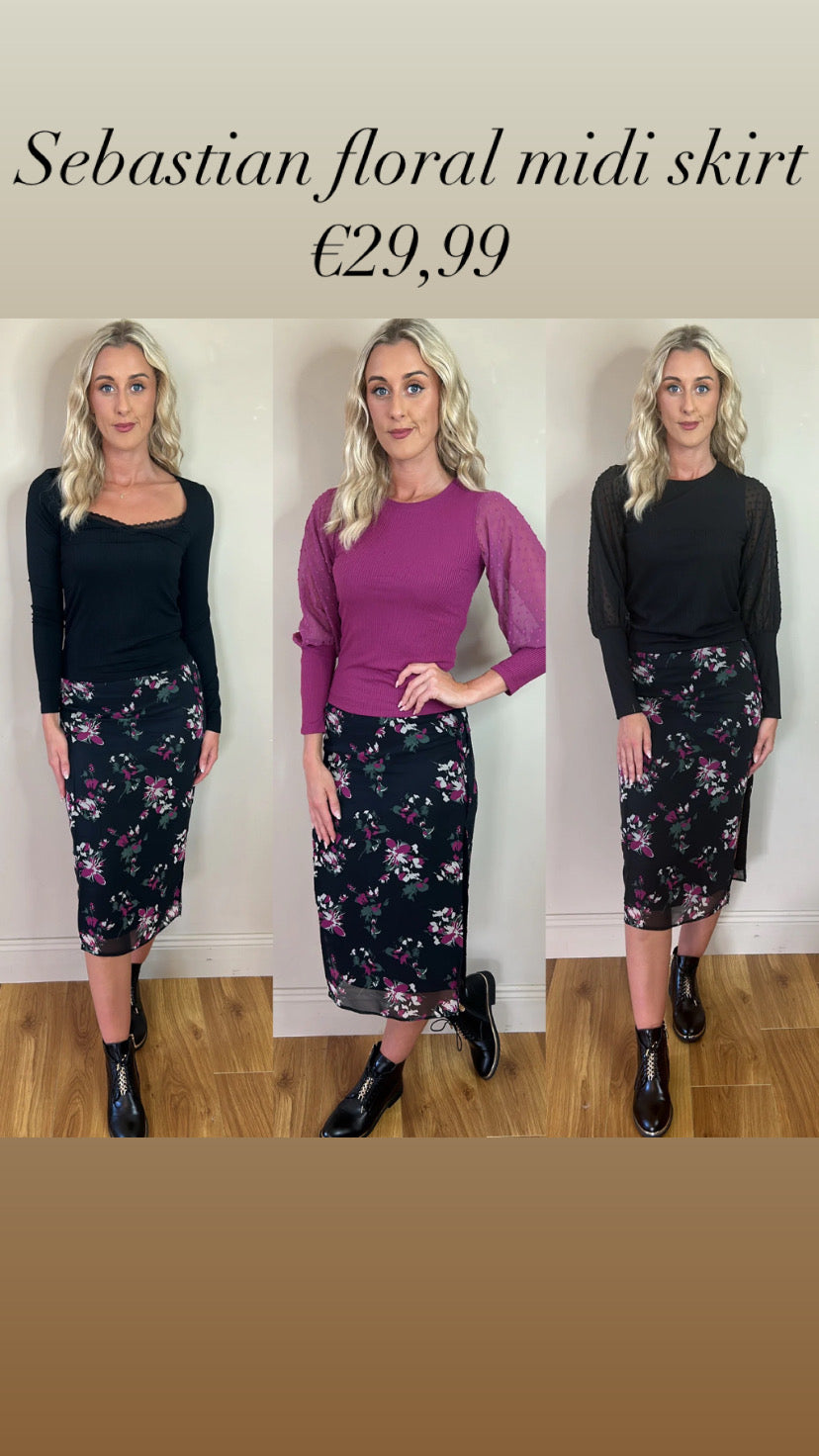 Sebastian floral midi skirt