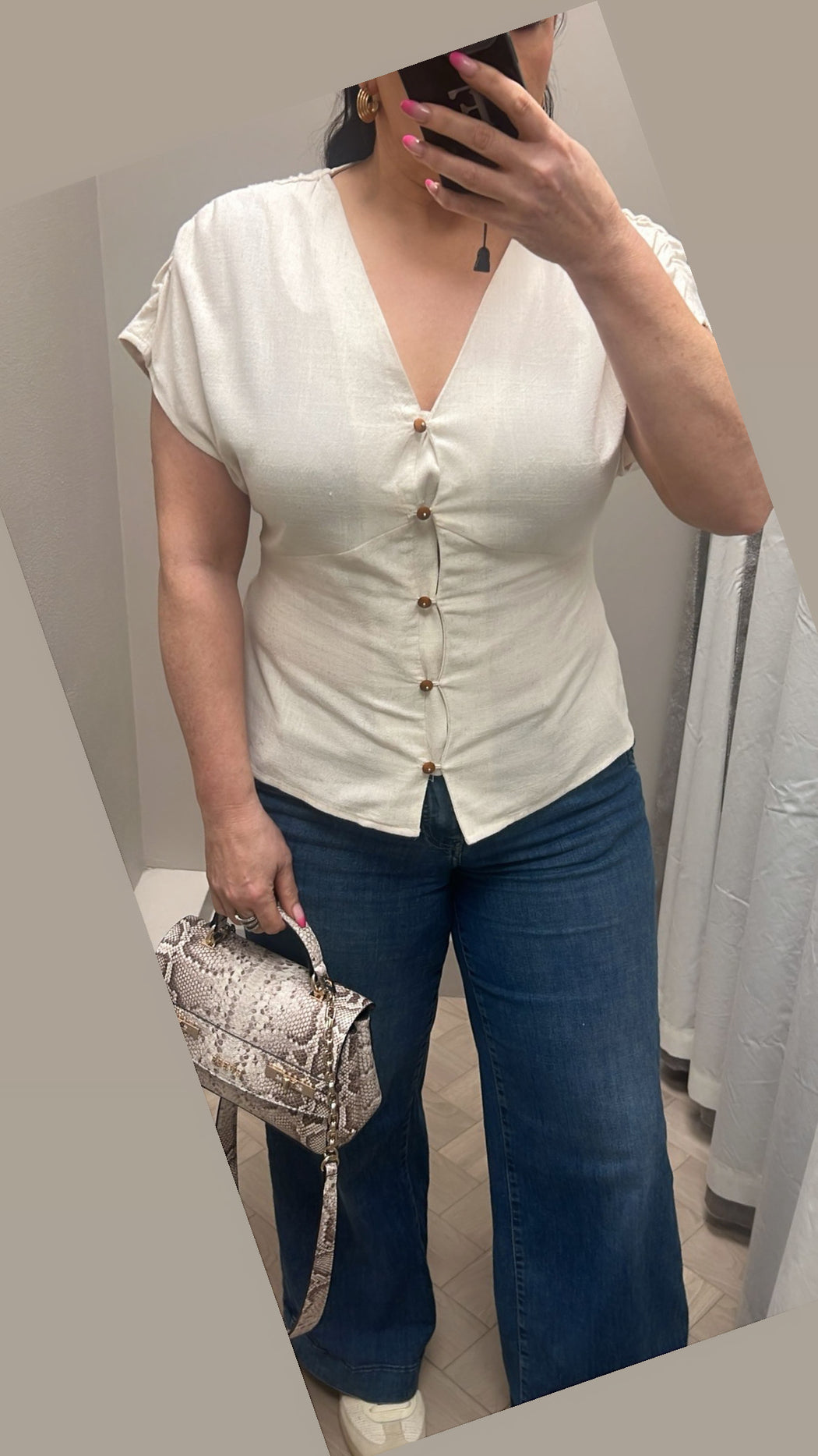 Musa beige frill sleeve top