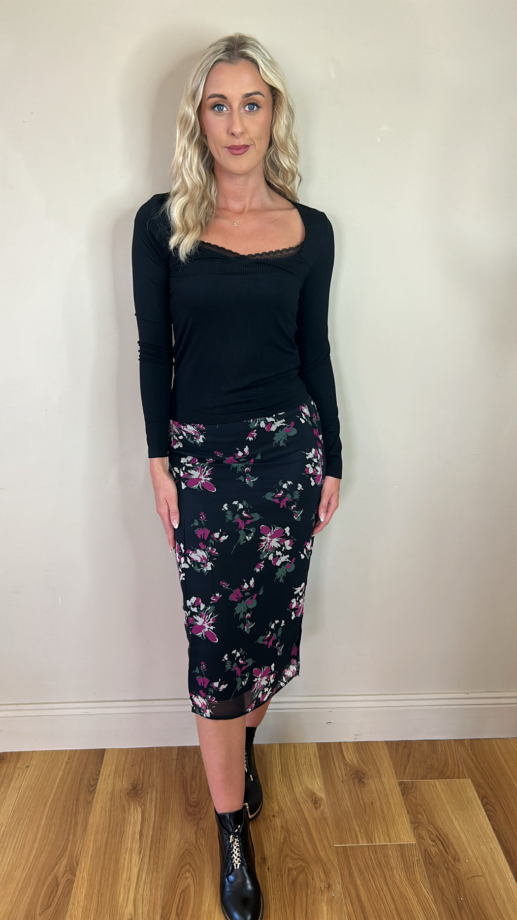 Sebastian floral midi skirt