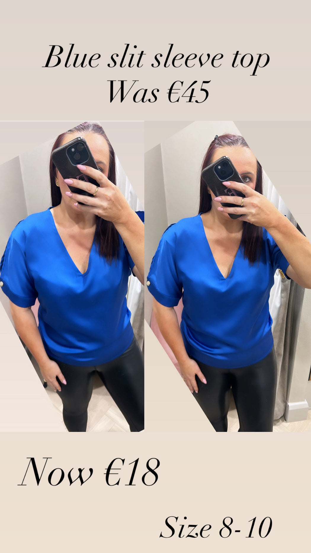 Blue slit sleeve top
