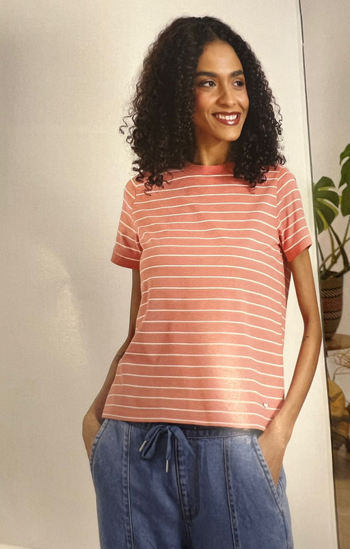 Paula stripe coral tee