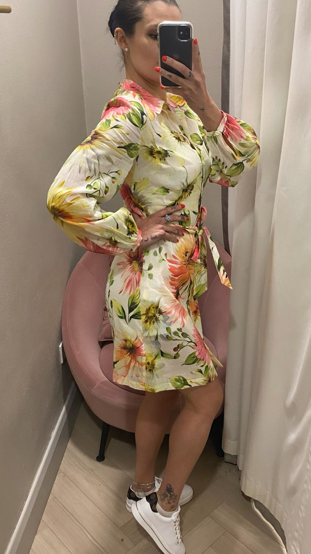 Guess peony floral shirt dress W5GK65WH6C0