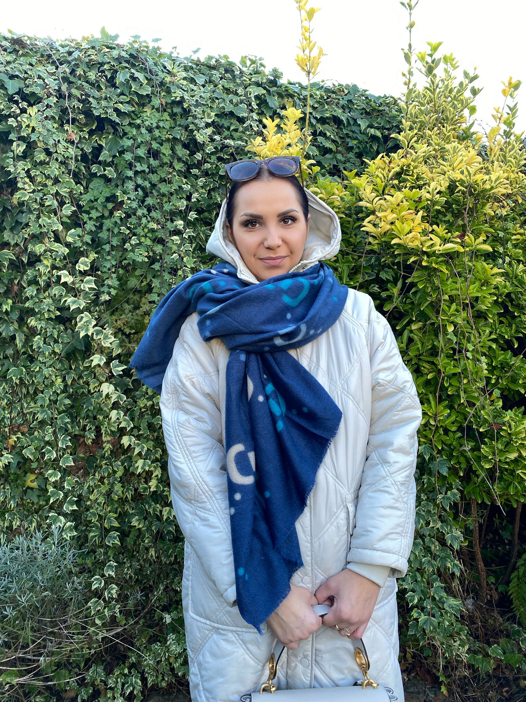 Blue Celine logo scarf