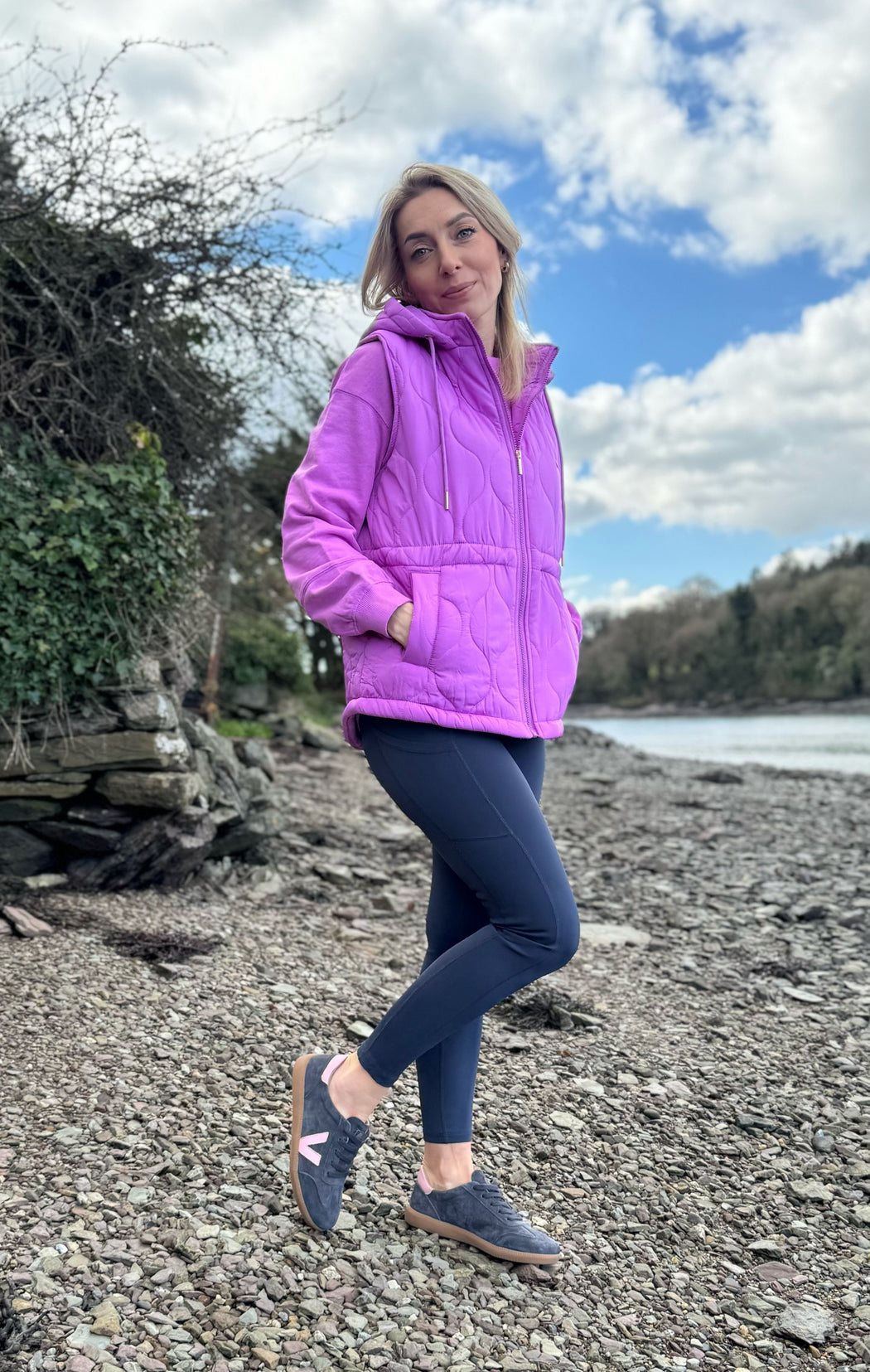 Denise quilted purple gilet