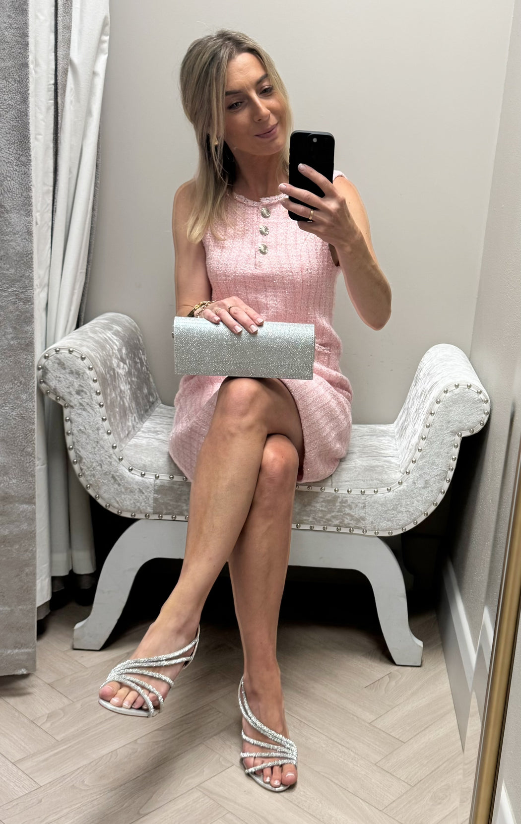 Silver powerscourt heels