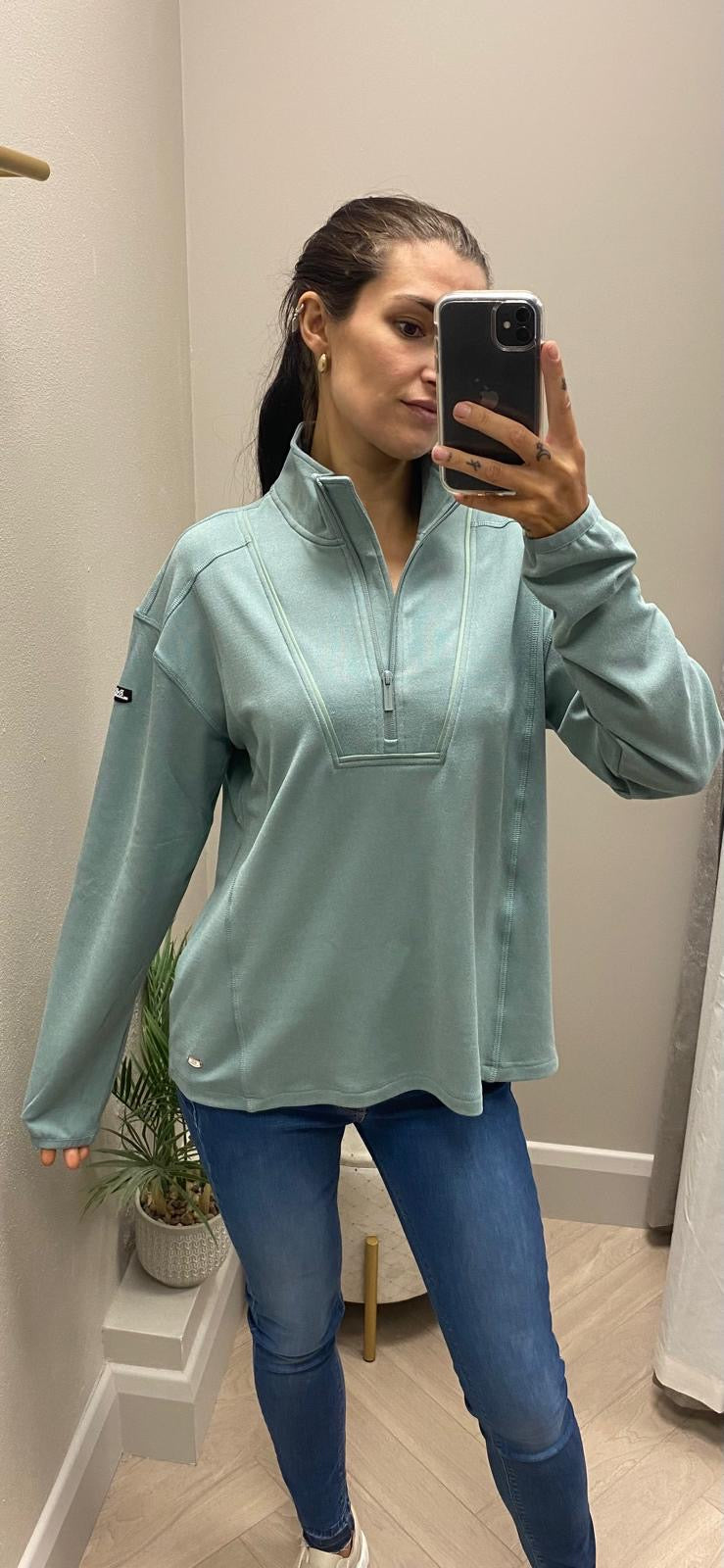 Relax & Renew sage tessa half zip