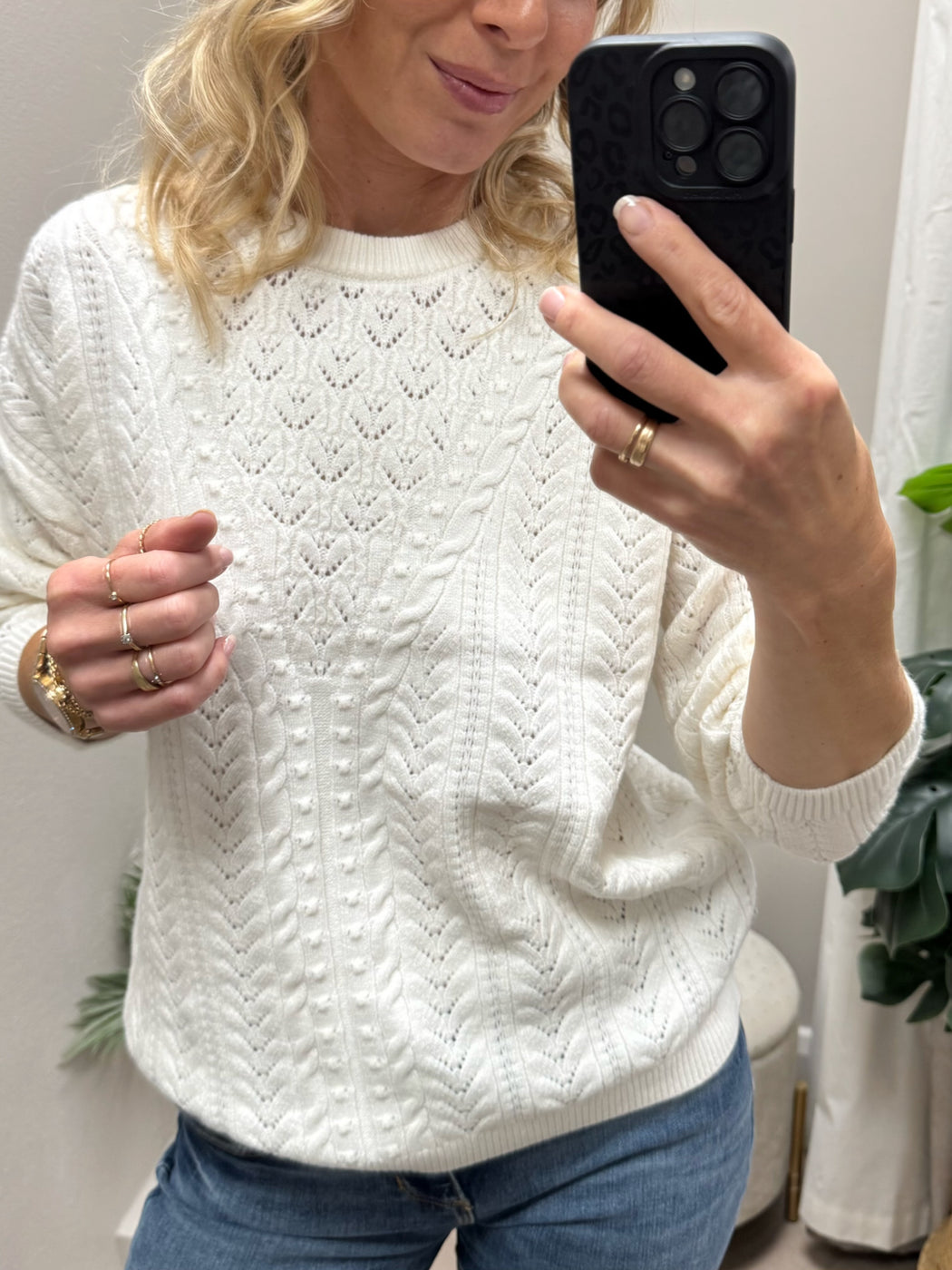 Guess Sylvia pointel cream sweater