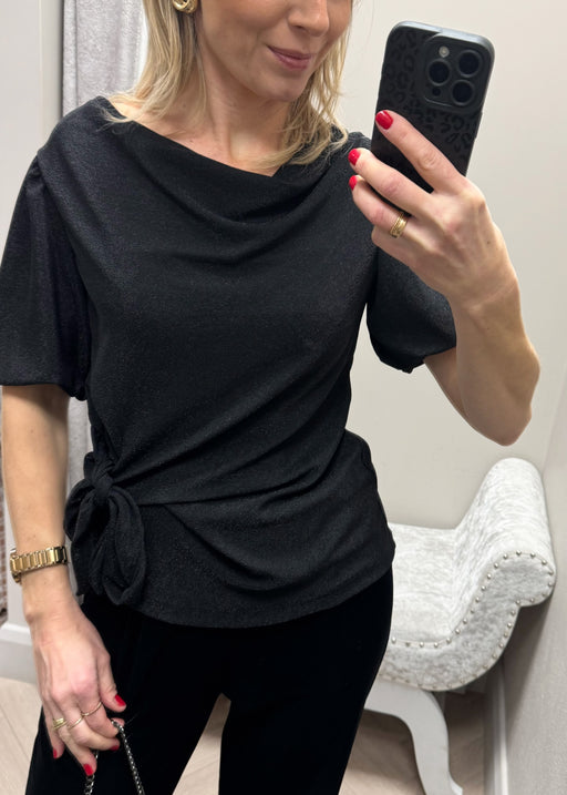 Suri black wrap top
