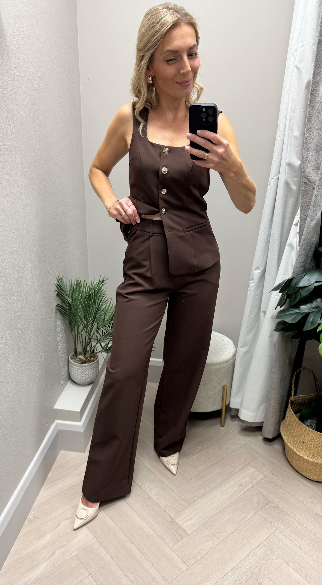 Jo Pleat Detail Tailored Trouser Brown