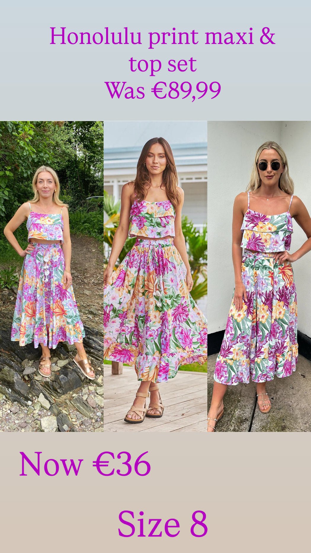 Honolulu print maxi & top set