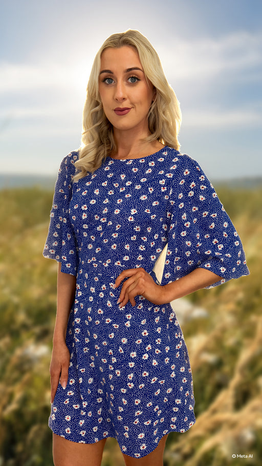 Traffic People Misty blue Ditzy Floral Print Dress