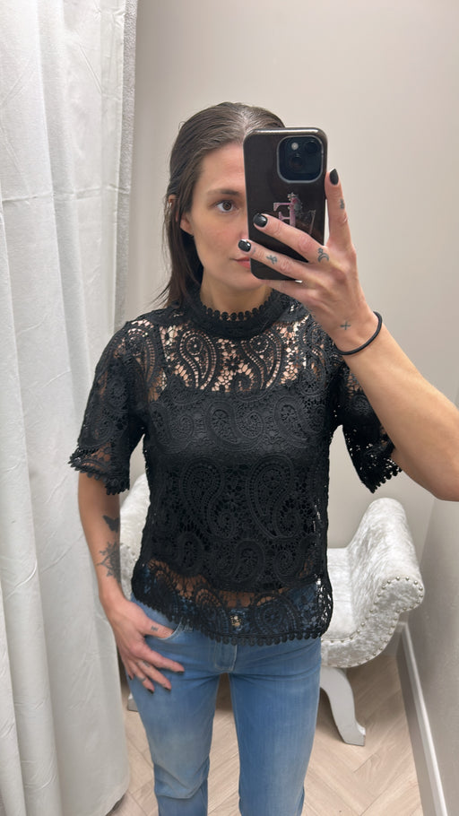 Chloe black lace detail top 16080LT