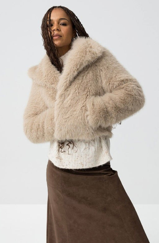 Thretha champagne faux fur jacket