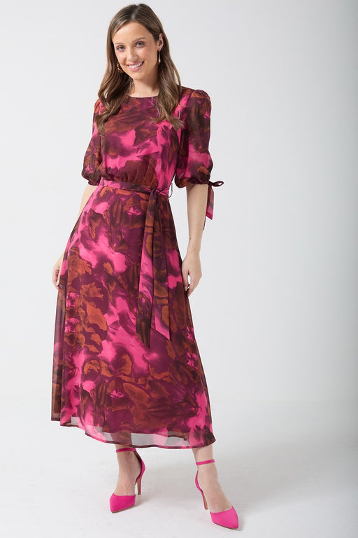 Pink print midi dress