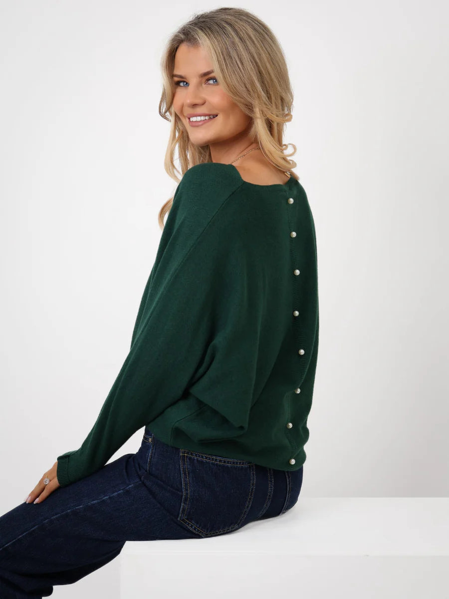 Elba pearl dark green knit