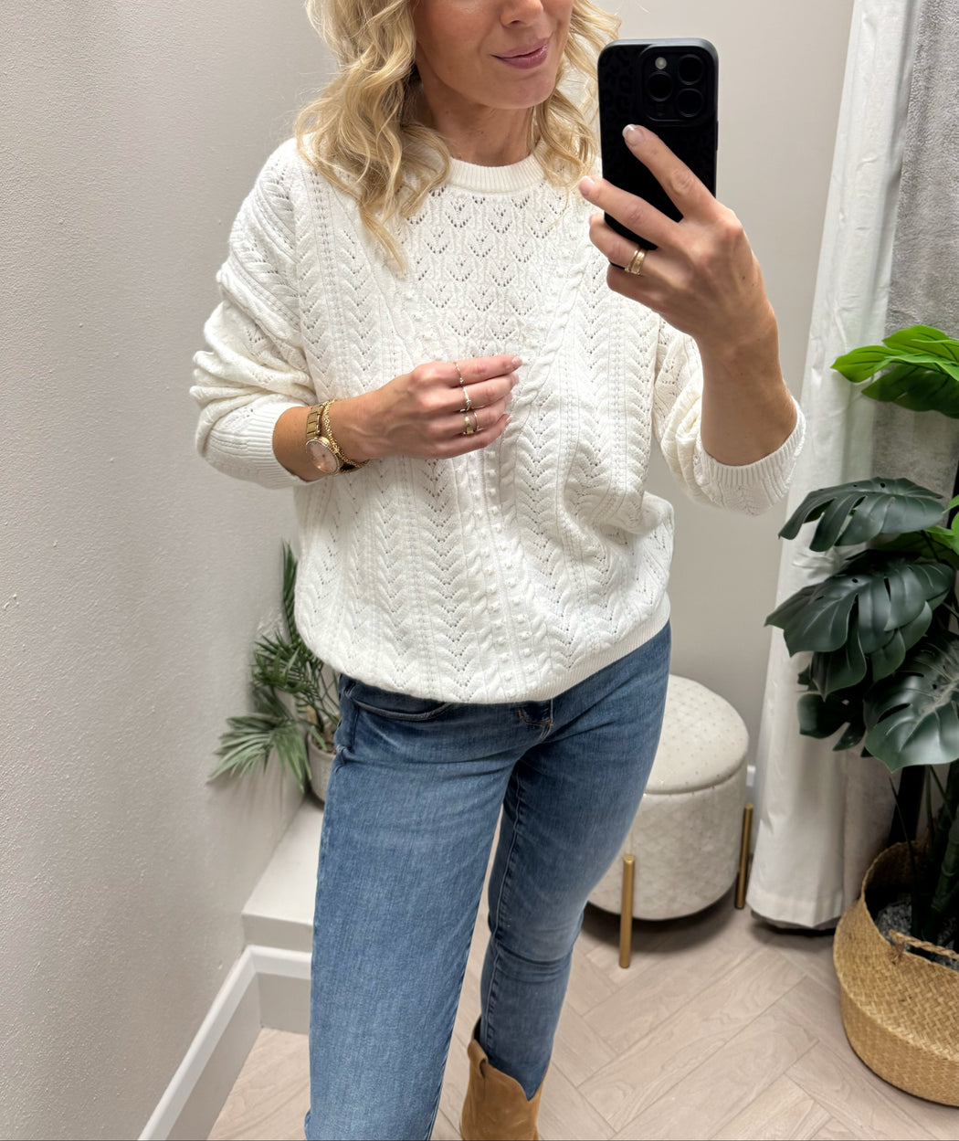 Guess Sylvia pointel cream sweater